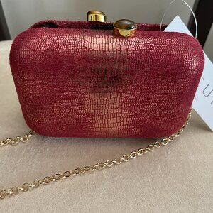 Kotur Margo Lizard Burma Mini Red/Gold bag with drop in chain